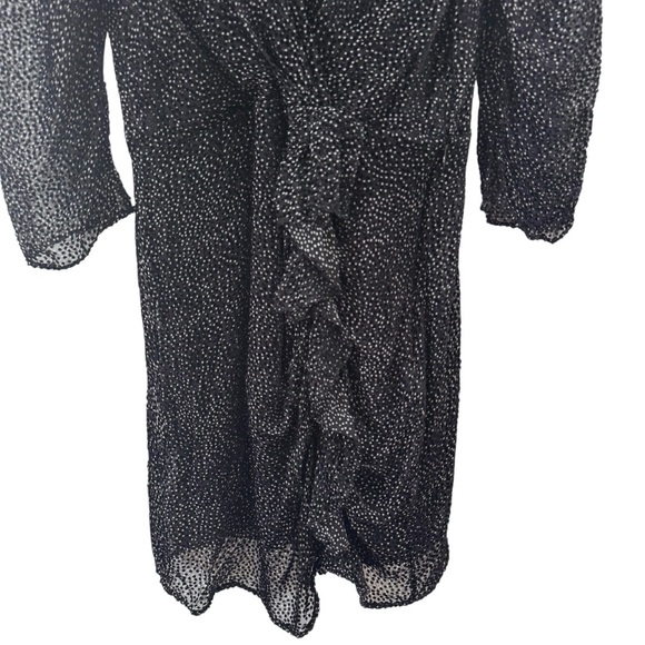 ba&sh Celia Velvet Dot 3/4-Sleeve Ruffle Cocktail Dress in Black Size M - Picture 6 of 14
